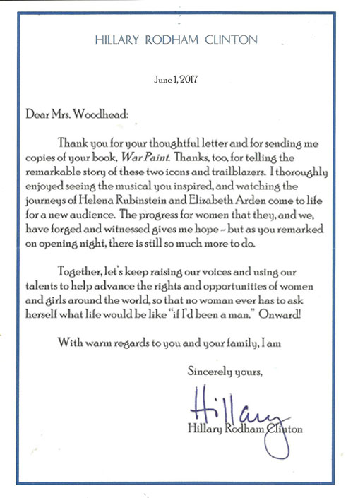 Letter from Hilary Clinton