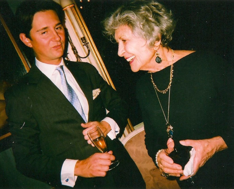 Mrs B (Joan Burstein) with my son Oliver at a family party at The Savile Club, 2010